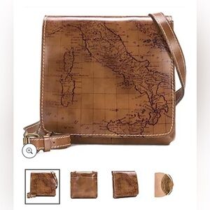 Patricia Nash Brown Map Print Crossbody Bag